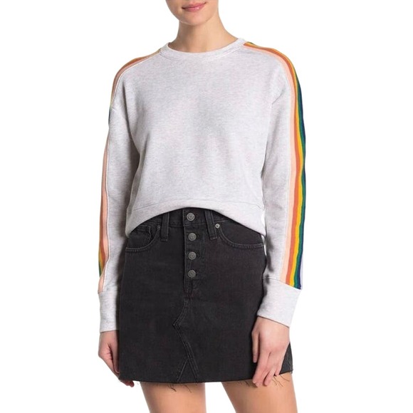 Madewell Sweaters - Madewell Rainbow-Inset Cropped Sweatshirt Women’s Size Small